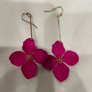 Pink flower earrings. Statement earrings.